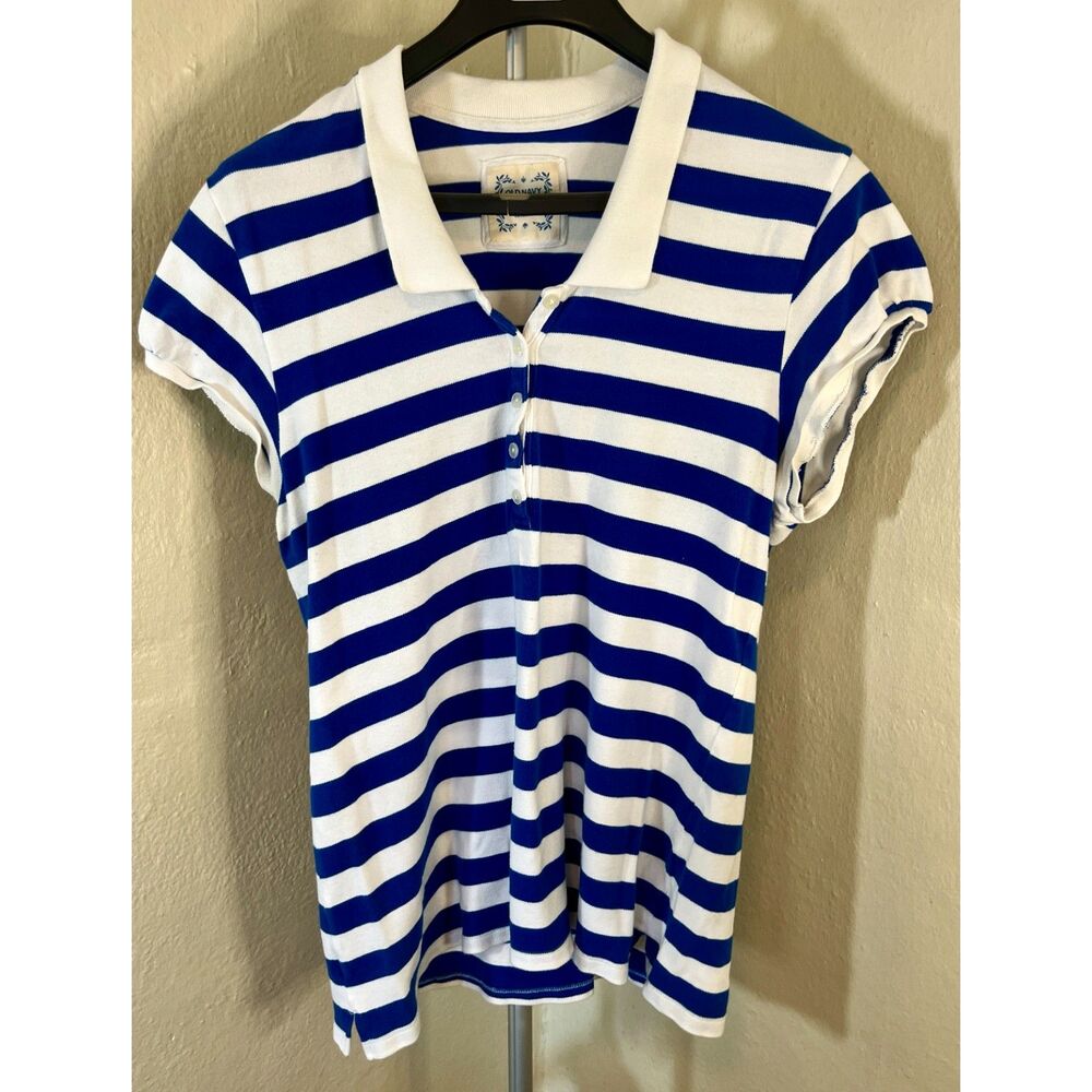 Y2K Vintage Old Navy Striped Polo Shirt - Size XXL